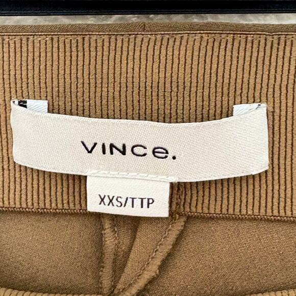 Vince Italian Cotton-Blend Stitch-Front Seam Legging Size XXS Oak Wood Pants - Picture 4 of 9